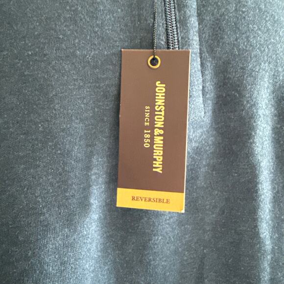 NWT Johnston & Murphy Men's Reversible Solid Quarter-Zip Navy/Brown Size 2XL - Picture 7 of 9